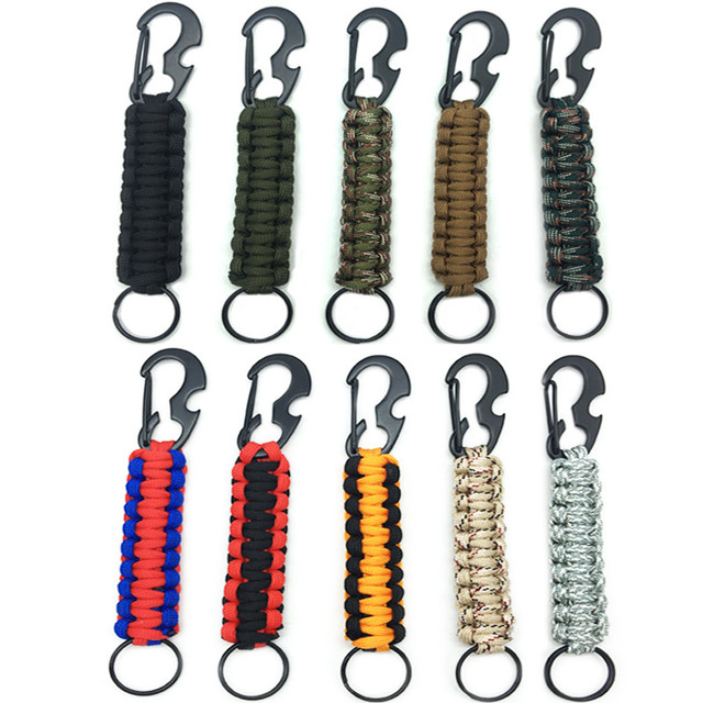 XC Paracord Keychains with Carabiner Braided Lanyard Ring Hook Clip for Keys  Knife Flashlight Outdoor Camping